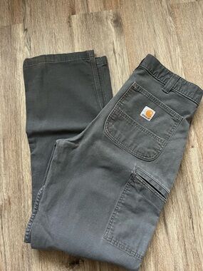 Vintage Carhartt Relaxed Fit Carpenter Work Pants (Faded Grey) Size 32x34